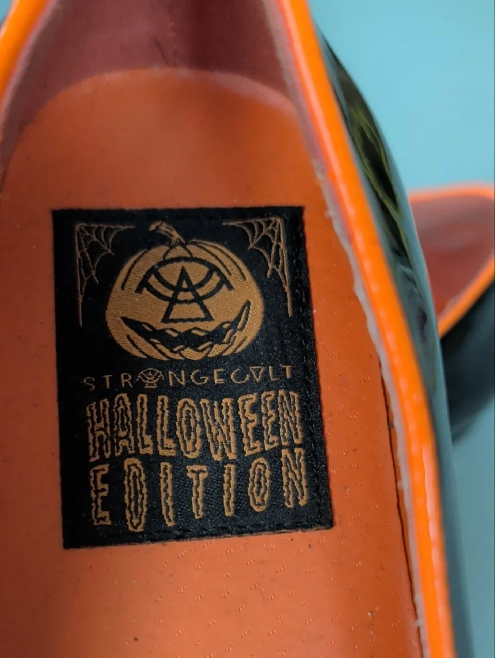 Strange Cvlt Jack o Lantern Women Black Orange Patent Pumpkin SlipOn Flats SZ 9